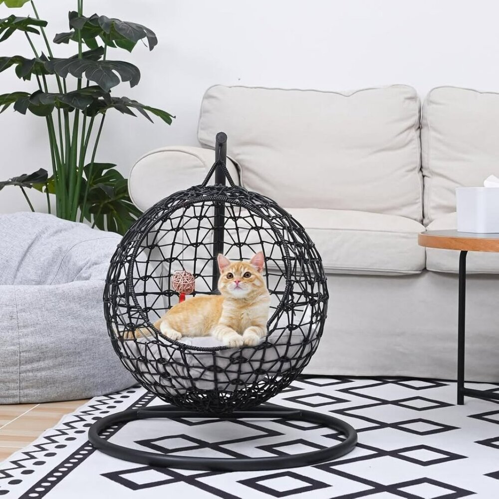 Brand New Rattan Wicker Cat Bed Hammock Pet Bed with Pillow